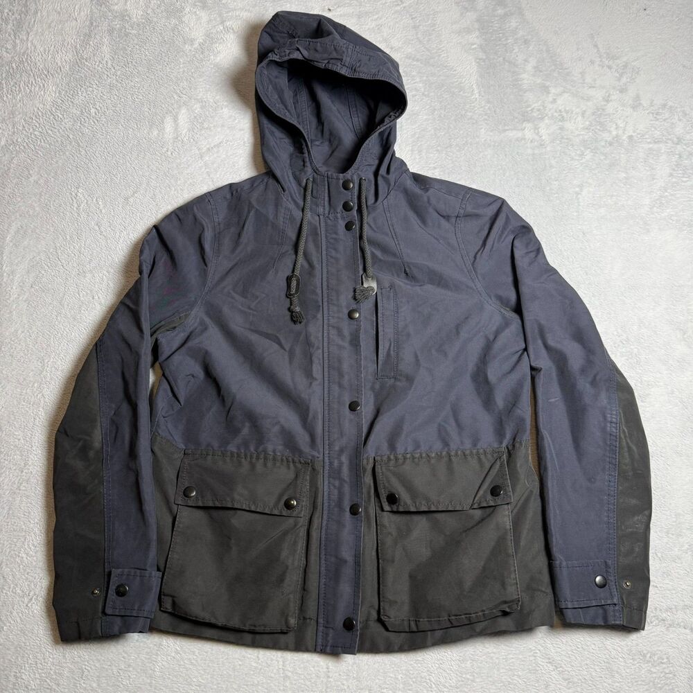 Madewell Women Full ZIP Hooded Rain Utility Jacket Soft Shell Navy Black Size M